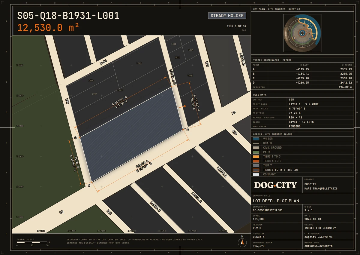 Lot deed S05-Q18-B1931-L001: TIER 9 OF 13 · STEADY HOLDER, 12,530.0 m², S05