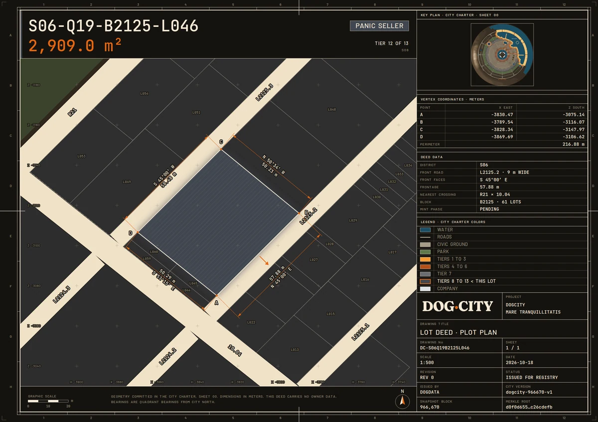 Lot deed S06-Q19-B2125-L046: TIER 12 OF 13 · PANIC SELLER, 2,909.0 m², S06